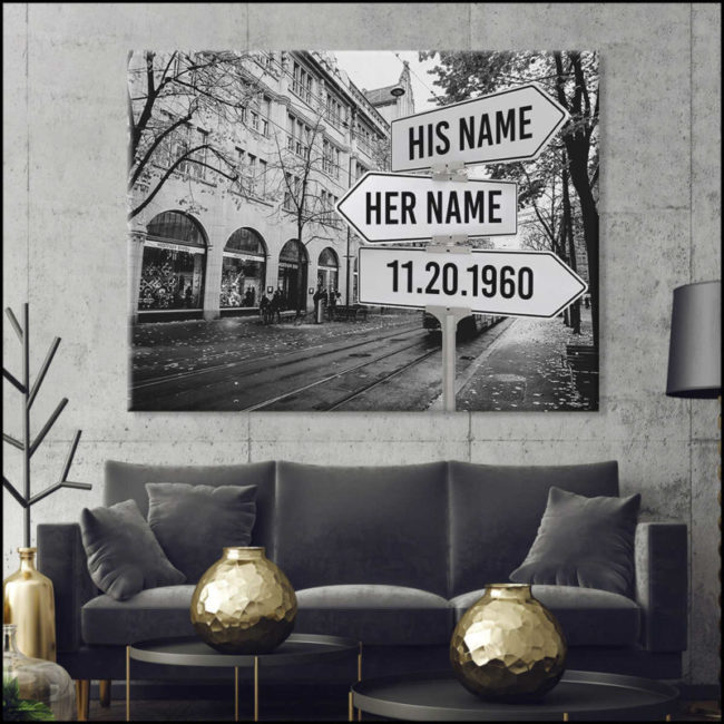 Valentines gift for him Custom Canvas Print "On the street"