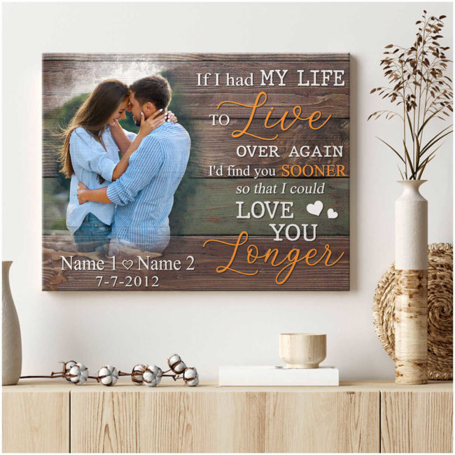 Best valentine's day gifts for him - Custom Photo Canvas "Love you longer"