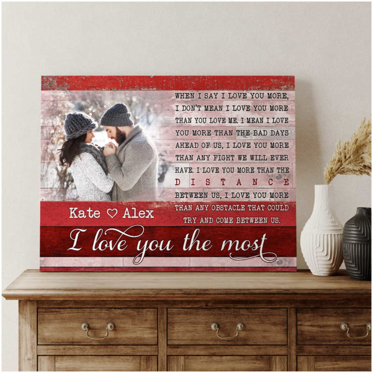 Valentine gifts for boyfriend I Love You The Most Personalized Canvas