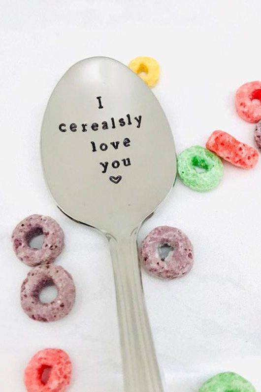 Valentine gifts for boyfriend Stamped Cereal Spoon