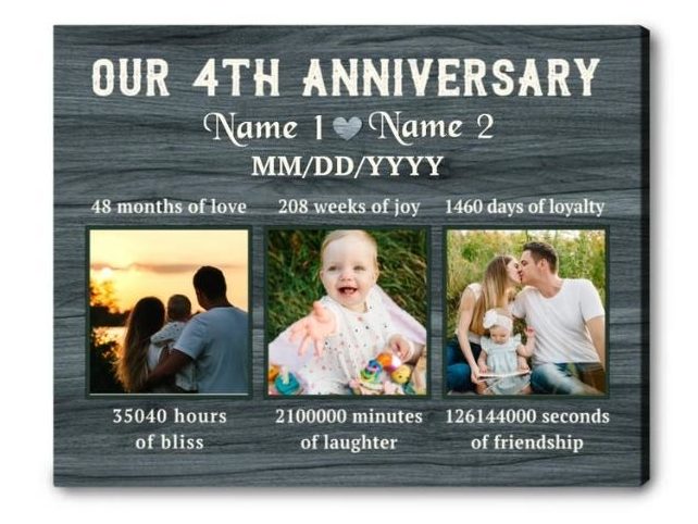 Custom Anniversary Gifts for 4th wedding anniversary gifts for him