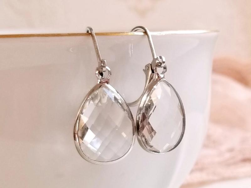 Clear Crystal Glass Drop Earrings for valentine couple gifts