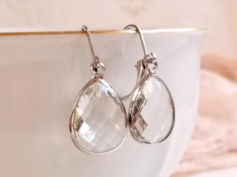 Clear Crystal Glass Drop Earrings For Valentine'S Day Gifts For Married Couples