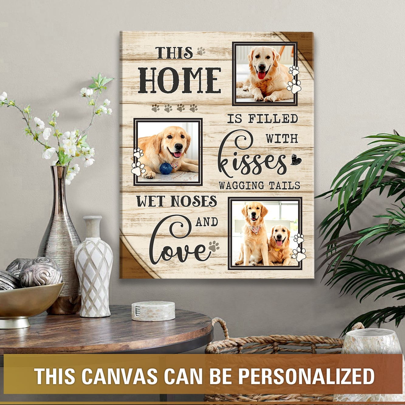 Personalized Pet Gifts This Home Is Filled With Kisses Canvas Print Illustration 1