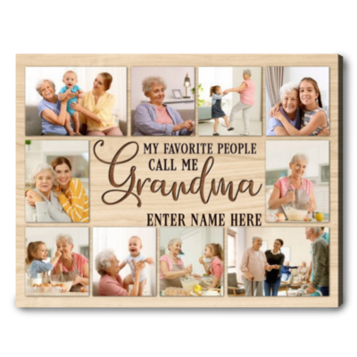 Personalized Grandma Gift Ideas Photo Collage Family Canvas Print Art