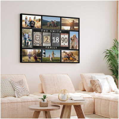 Personalized Collage Canvas Gift With Your Unique Text In The Middle And 8 Customized Photos Around-(Illustration-1)