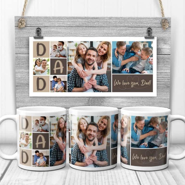 Valentine gift for best dad - Photo Collage Mug with his favorite drink