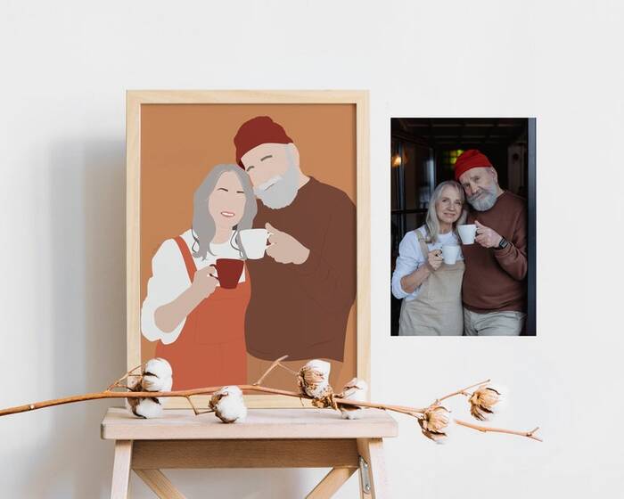 Custom Couple Portrait - Valentine's day gifts for parents.