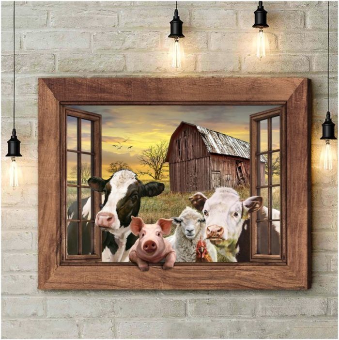 Cow Art Farmhouse Prints Canvas - Funny Gift For Bride.