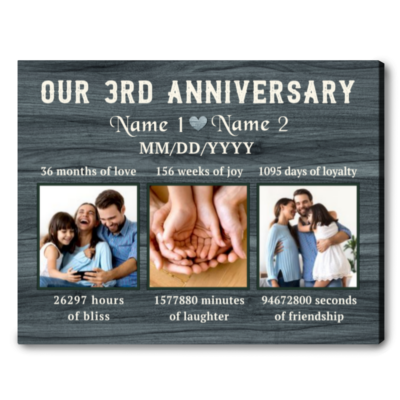 Couple 3rd Wedding Anniversary Gifts Personalized Canvas Print