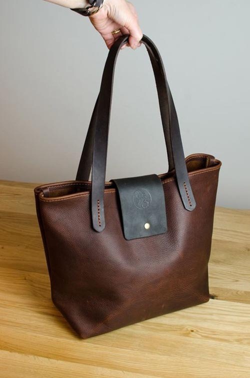 Leather tote bag