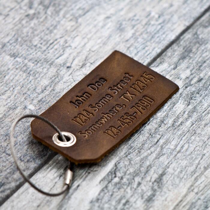 Personalized Leather Luggage Tag.