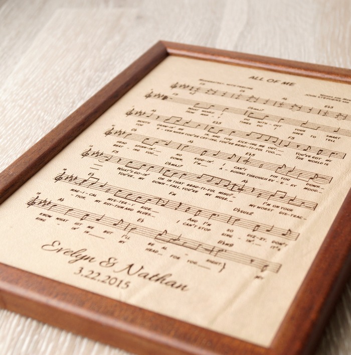 The Leather Music Sheet - 9 Year Anniversary Gift