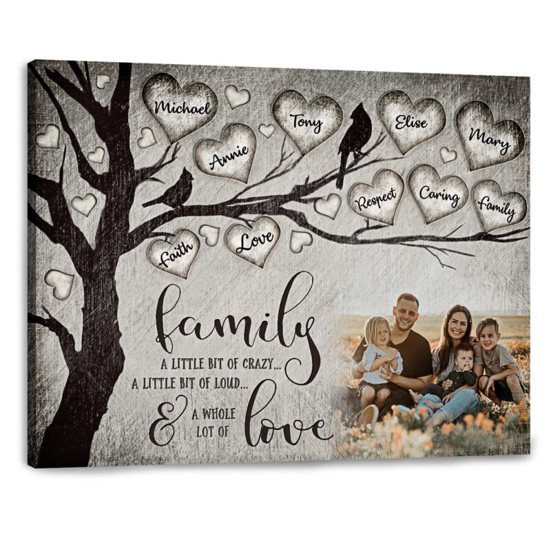 Personalized Name Sign Family Wall Decor Beautiful Heart Tree Canvas Print Gift