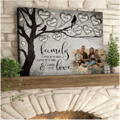 Personalized Name Sign Family Wall Decor Beautiful Heart Tree Canvas Print Gift-(Illustration-1)