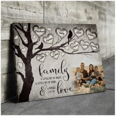 Personalized Name Sign Family Wall Decor Beautiful Heart Tree Canvas Print Gift-(Illustration-4)