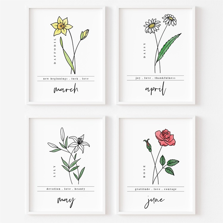 best gift for a first mother's day Custom Birth Flower Portrait