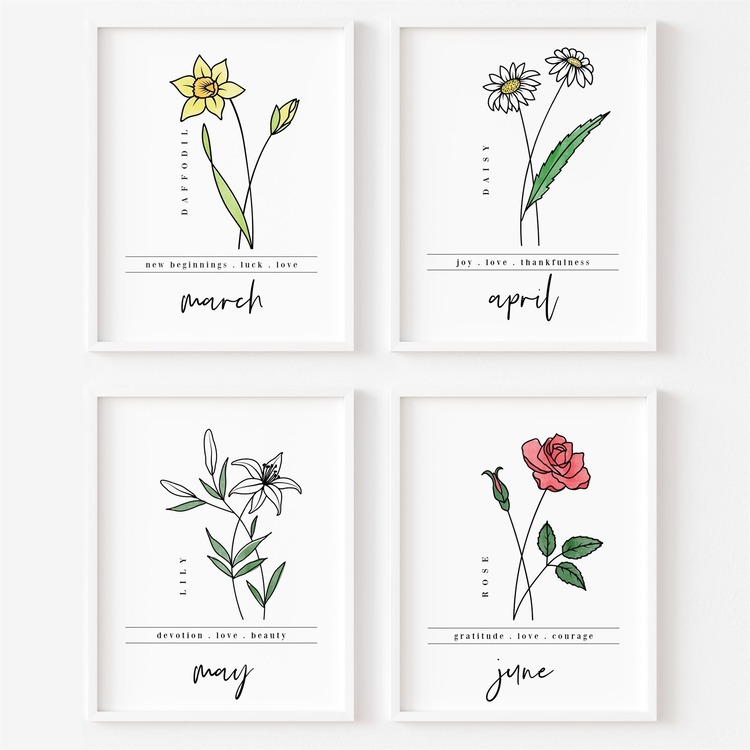 Best Gift For A First Mother'S Day Custom Birth Flower Portrait