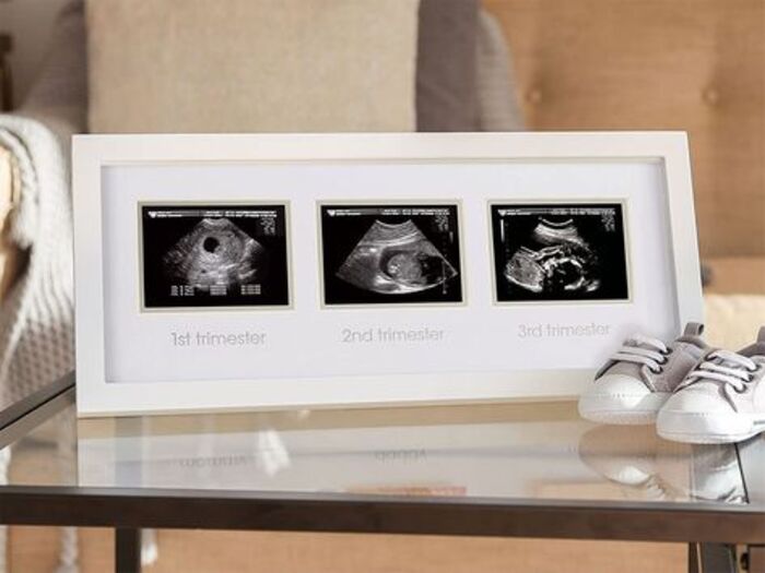 Wood sonogram frame for first-time mom