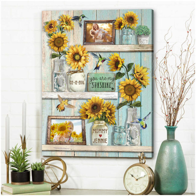 mother's day garden gifts Sunflower and Hummingbirds You Are My Sunshine Canvas