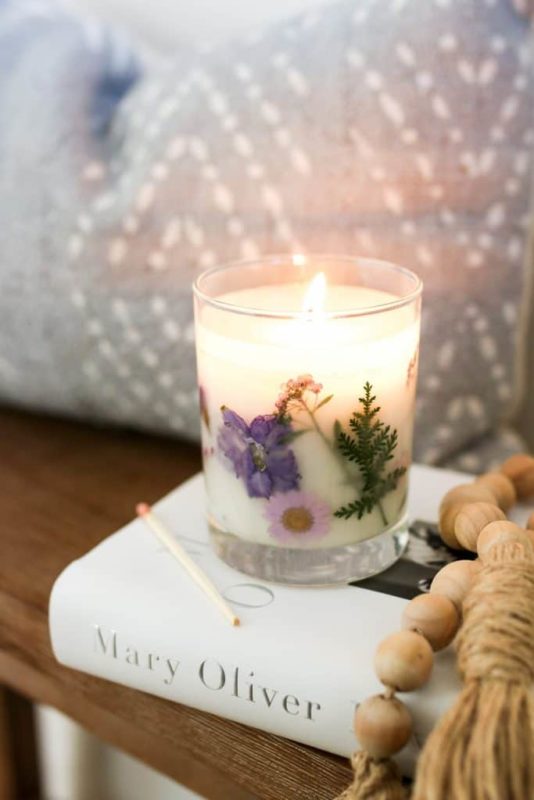 Mother's day DIY gifts Dried Flower Candle