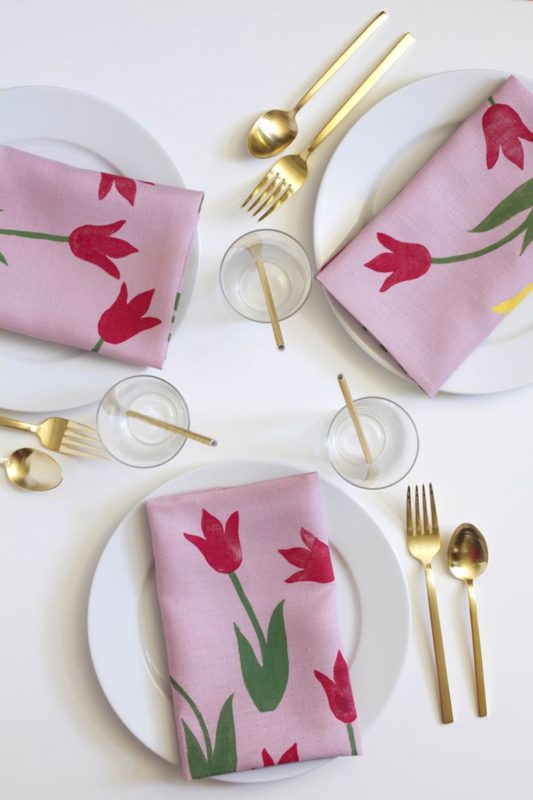 Mother's day DIY gifts Printed Tulip Napkin
