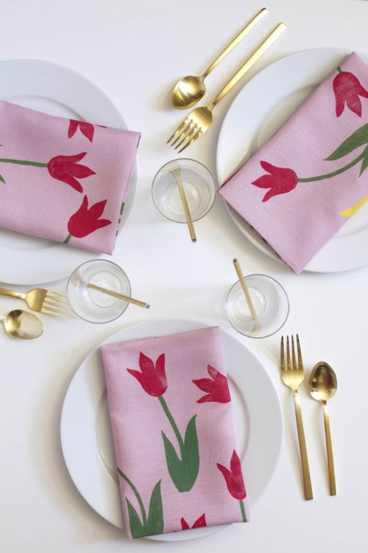 Mother'S Day Diy Gifts Printed Tulip Napkin