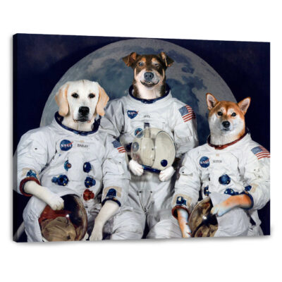Astronaut Custom Three Pet Portraits Personalized Pet Gifts