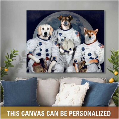 Astronaut Custom Three Pet Portraits Personalized Pet Gifts Illustration 2