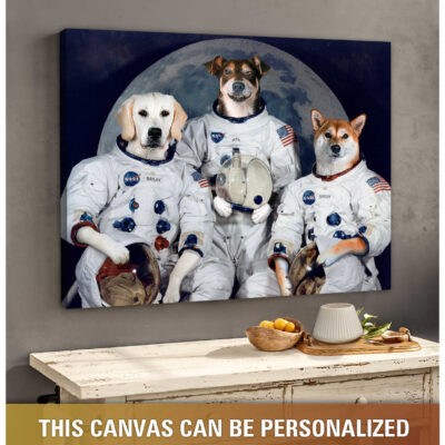 Astronaut Custom Three Pet Portraits Personalized Pet Gifts Illustration 3