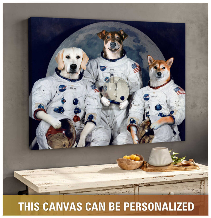 Astronaut Custom Three Pet Portraits Personalized Pet Gifts Illustration 3