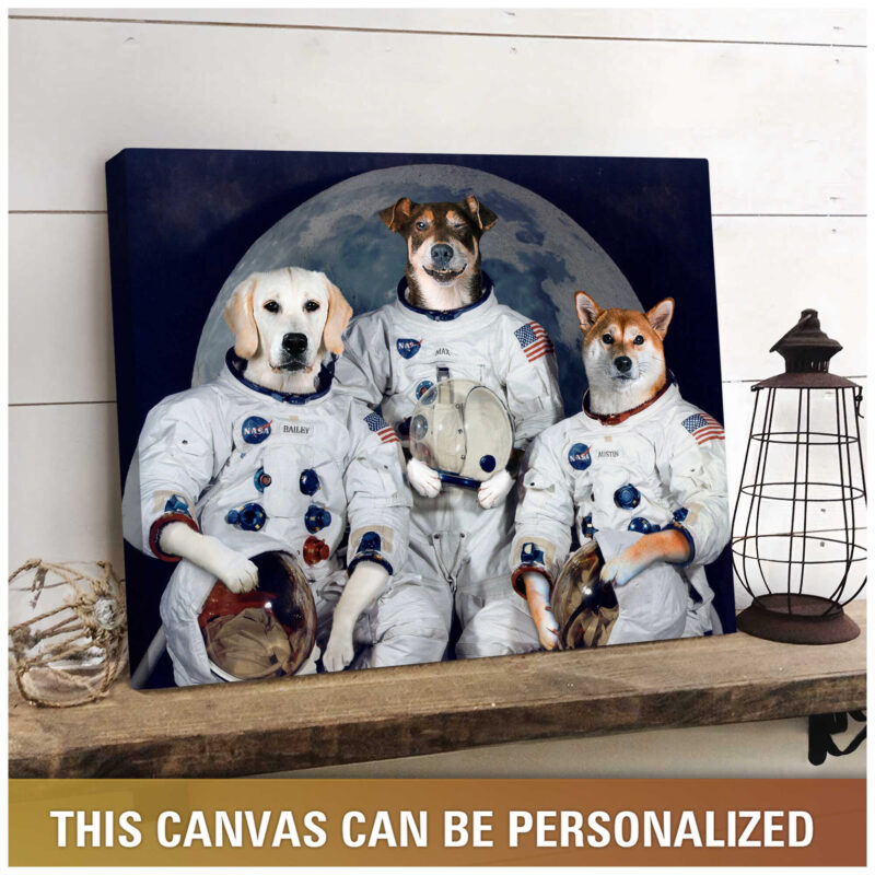 Astronaut Custom Three Pet Portraits Personalized Pet Gifts Illustration 4