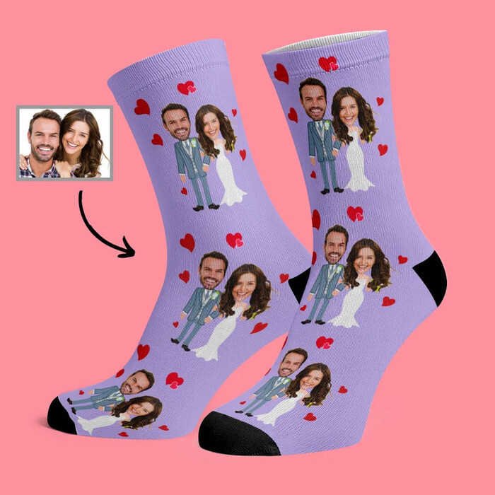 Personalized Face Socks For The Groom And Bride - Funny Gifts For Bride.