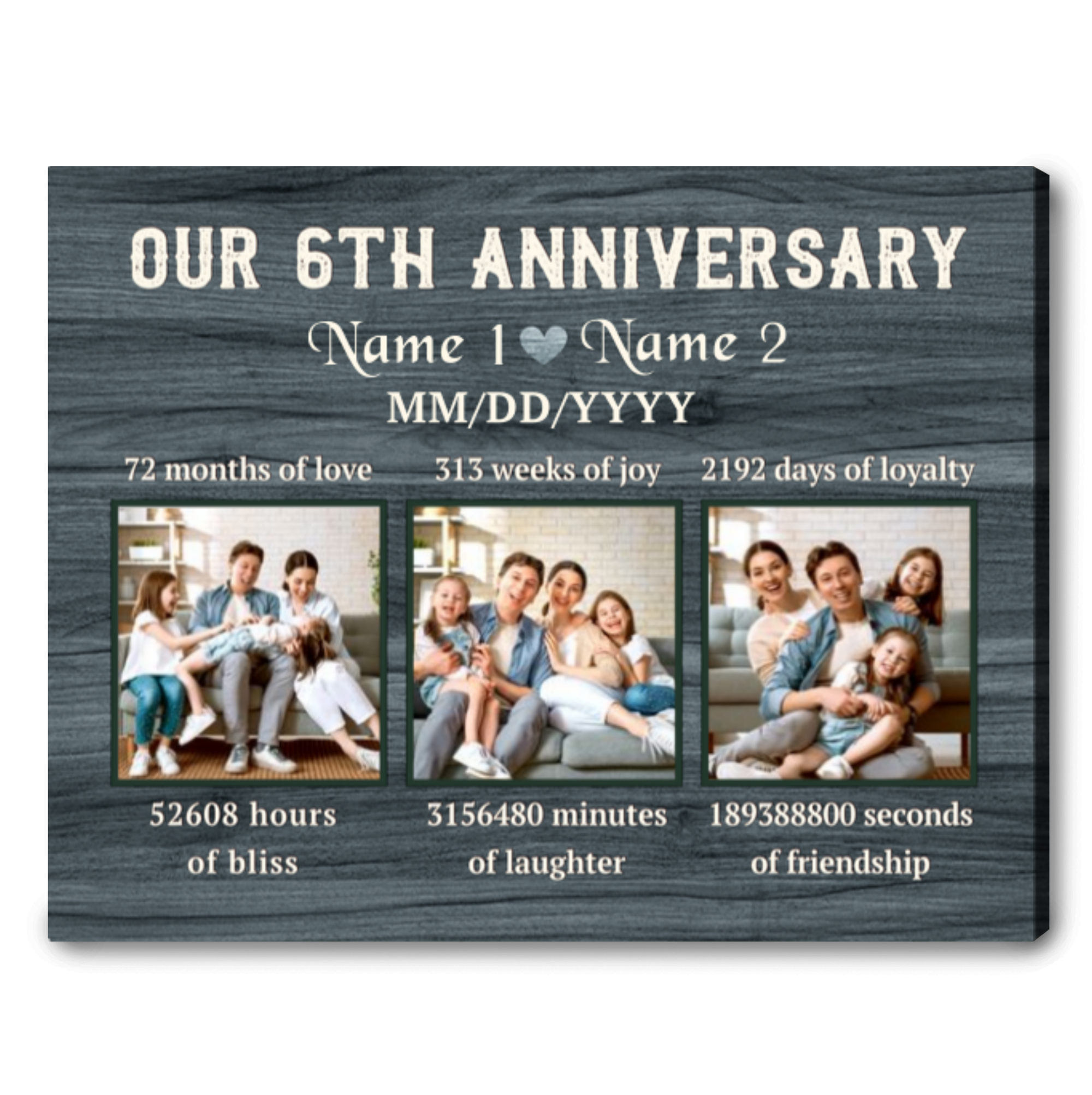Couple 6th Wedding Anniversary Gifts Customized Canvas Print