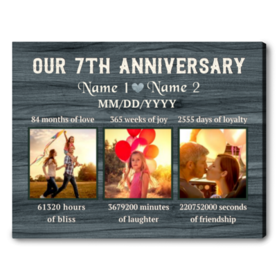 Wife And Husband 7th Wedding Anniversary Gifts Wall Art Canvas Print