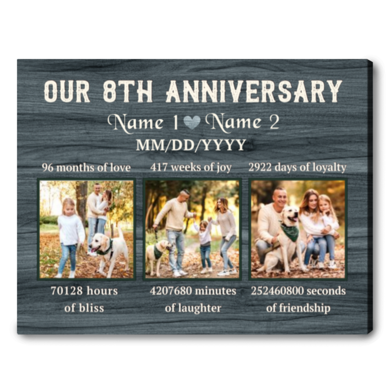 Personalized 8th Wedding Anniversary Gifts for Couple Print Canvas Ohcanvas