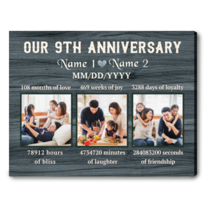 Custom Anniversary Gifts for Husband and Wife 9th Wedding Anniversary Ohcanvas