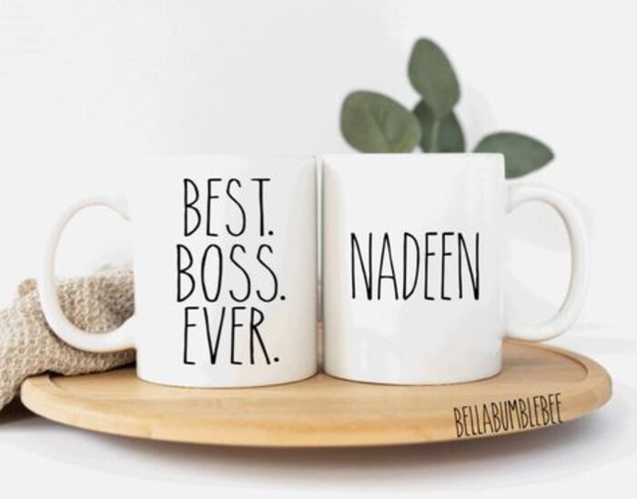 Custom mugs for bosses. Source: Pinterest