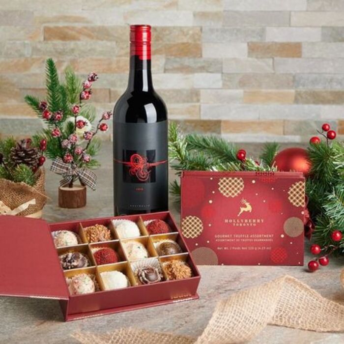 Wine gift set with truffles. Source: Pinterest