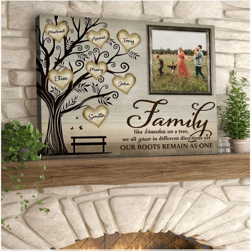 New House Gifts Family Tree Custom Canvas Wall Art Decor Illustration 3