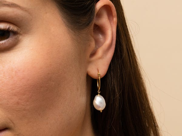 mother's day gifts for friends Gift a pair of Mejuri Organic Pearl Earrings, $75