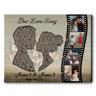 Personalized Lyrics on Canvas Print for Couples as Unique Anniversary Gifts