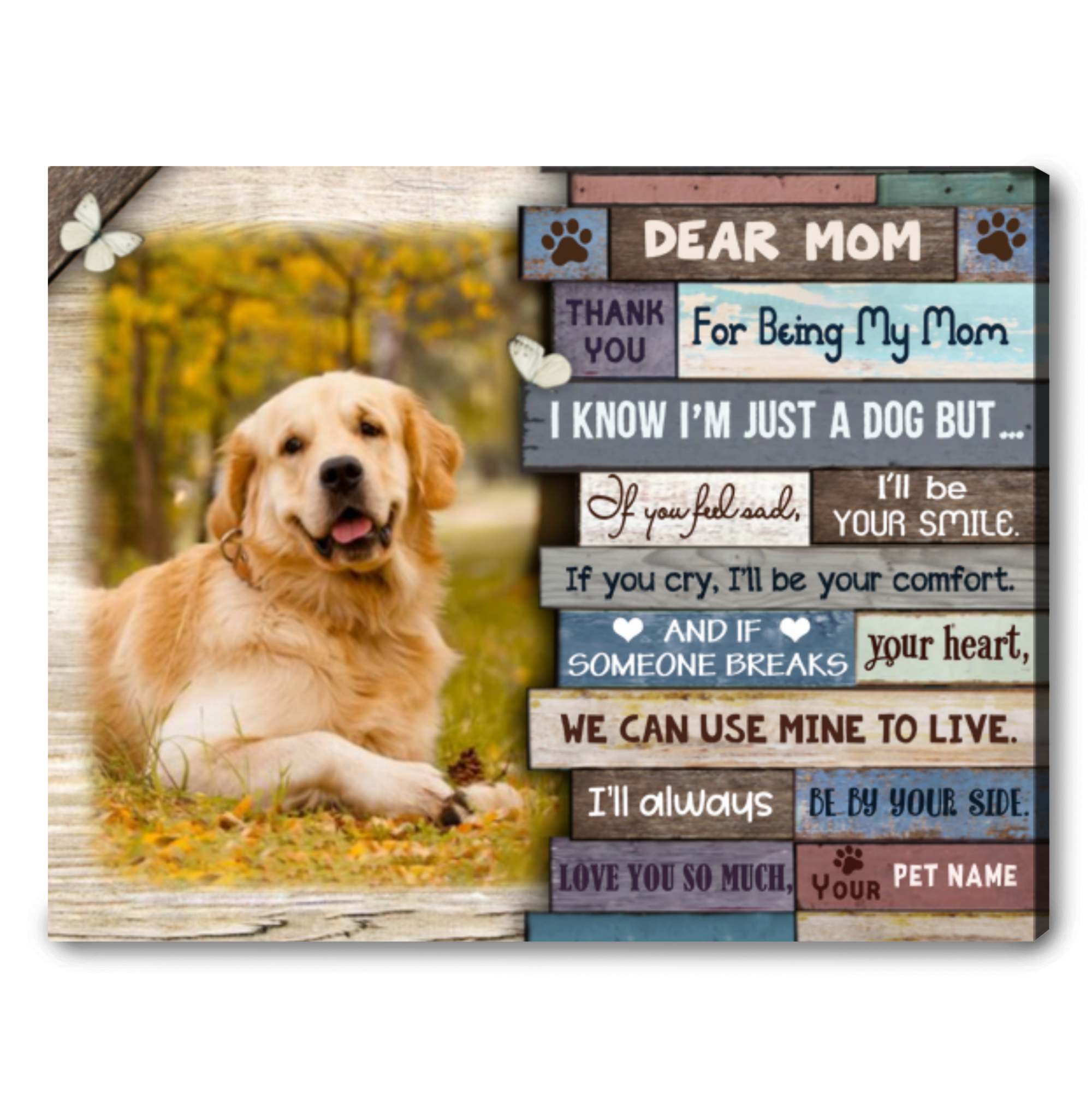 Mothers Day Gift For Dog Mom Personalized Pet Photo Canvas Print You feed  me when I'm hungry - Oh Canvas