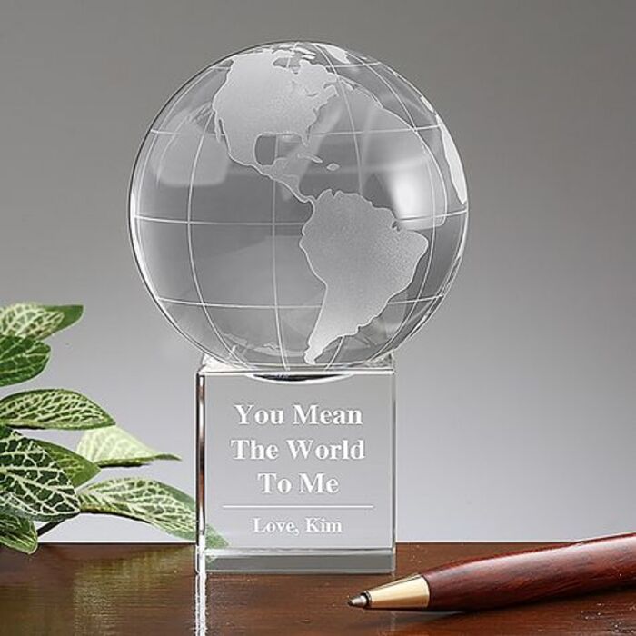 Amazing crystal globe keepsake - customized gifts for husband