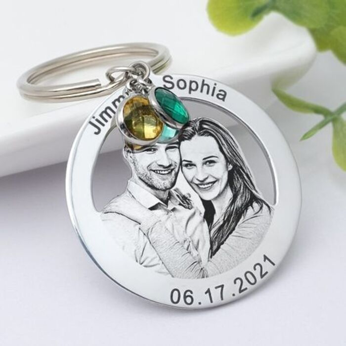Custom photo keychain personalized gift for husband
