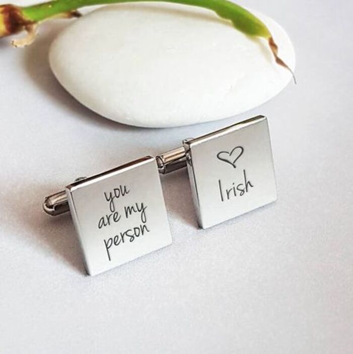 Cufflinks - Creative engraving ideas for him. Photo via Pinterest