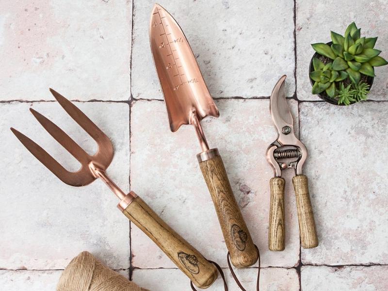 Copper Gardening Tools for the 7 year anniversary gift