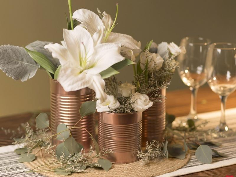 Copper Table Centerpiece for the 7 year anniversary romantic gift