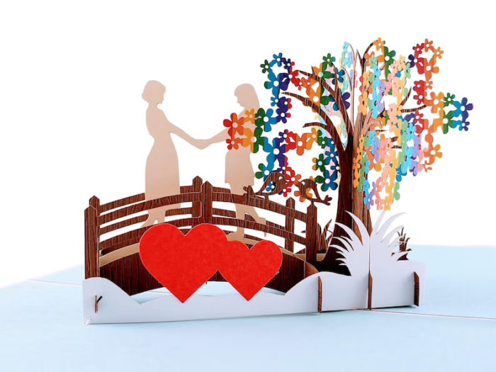 Pop-Up Card Of The Rainbow Bridge - Lesbian Wedding Gifts. 