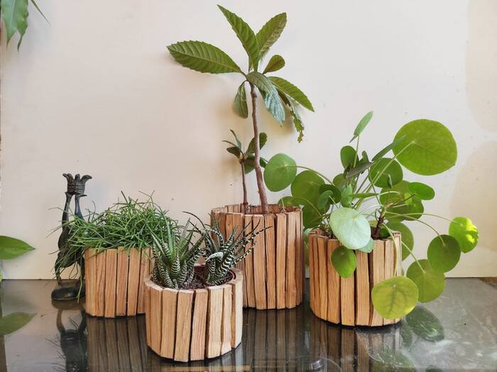 Wooden Pot Planter - wedding gift for bride and groom. 